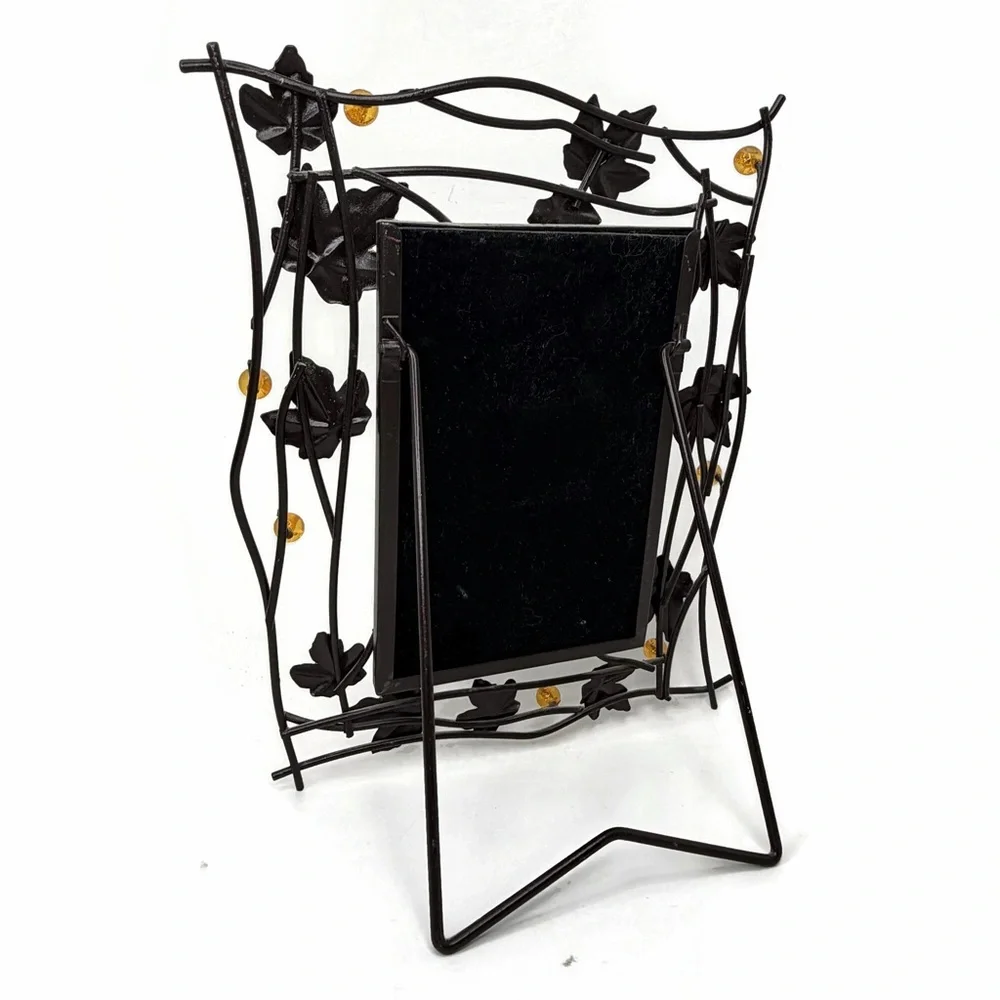 Rusting Metal Gold Black Leaves with Beads Picture Frame